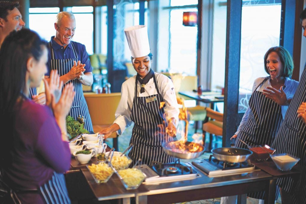 CEL, celebrity, celebrity cruises, SI, silhouette, celebrity silhouette, cooking, dining, staff and service, staff, chef, service, demonstration, cooking demo, cooking demonstration, solstice class, Celebrity Solstice class, cuisine, Tuscan Grille, activities, activity, group