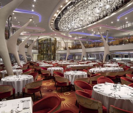 Celebrity Silhouette, SI, Celebrity Revolution, revitalized, refurbishment, public venue, public rooms, Solstice Class, main restaurant, main dining room, architecture