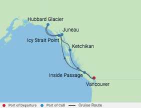 7 Night Alaska Hubbard Glacier Cruise voyage map