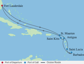10 Night Ultimate Southern Caribbean voyage map