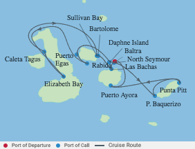 7 Night Galapagos Inner Loop voyage map
