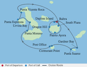 7 Night Galapagos Outer Loop voyage map