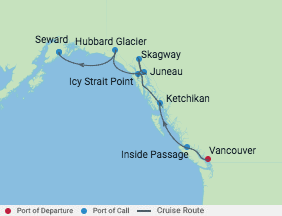 7 Night Northbound Alaska Cruise voyage map