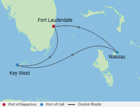 4 Night Key West & Bahamas Cruise voyage map