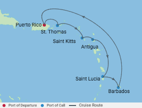 7 Night Southern Caribbean  Cruise voyage map