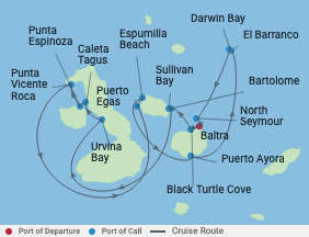 7 Night Galapagos Northern voyage map