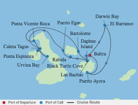 7 Night Galapagos Northern voyage map