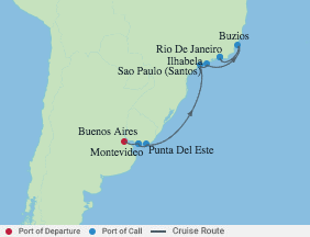 9 Night Argentina, Rio & Sao Paulo voyage map