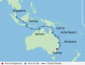 15 Night Australia Cruise voyage map